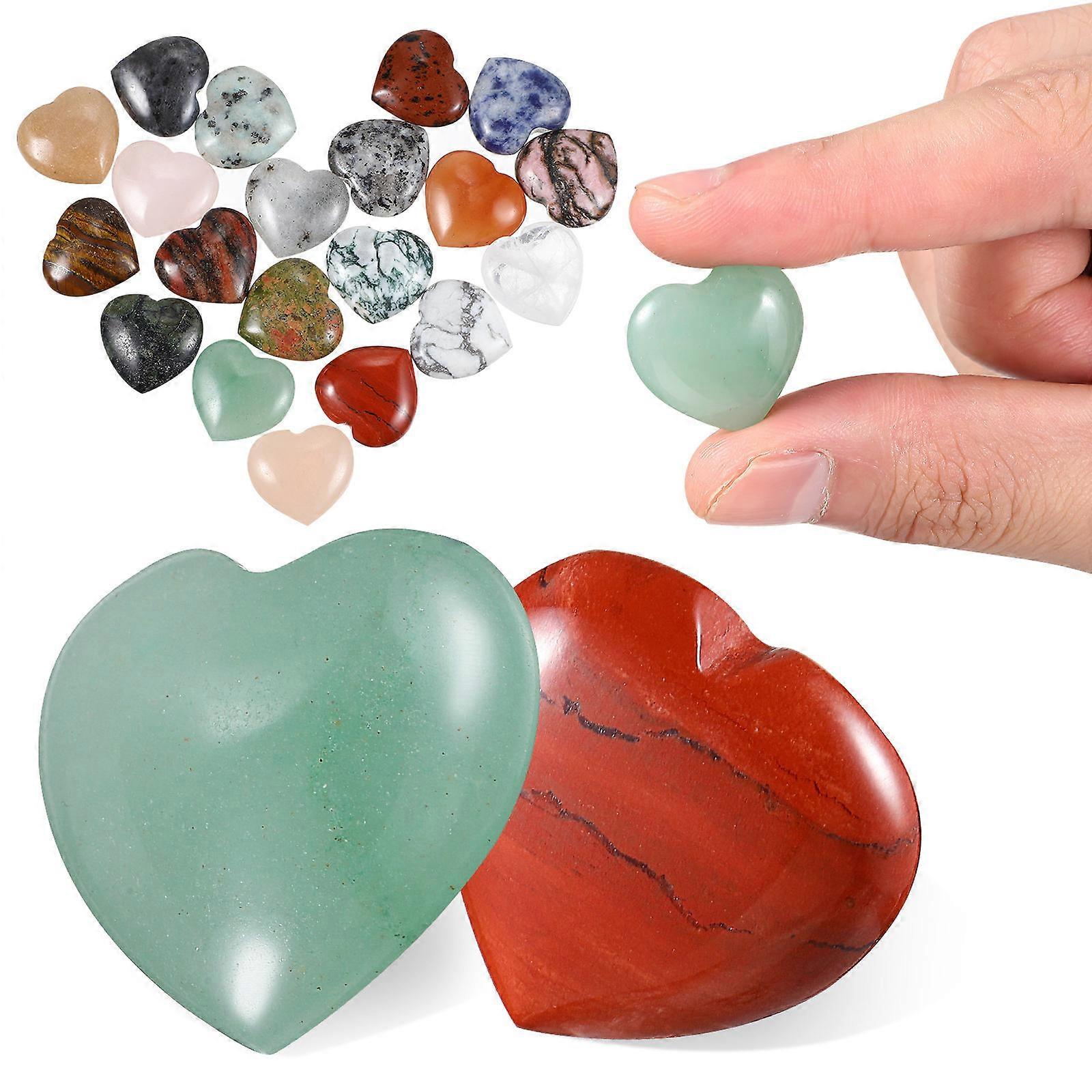 20 Heart Shaped Crystal Stones Assorted Color Small Smooth Stones for Decorative Use and DIY