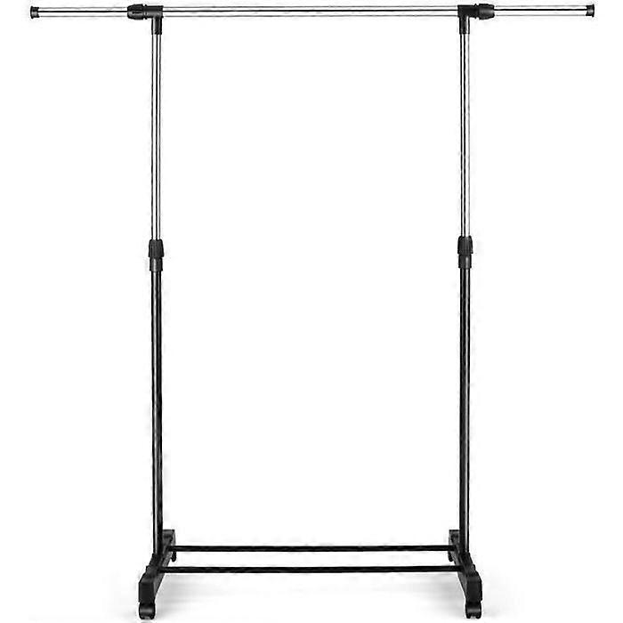 Height Adjustable Portable Clothes Rack, Chrome Steel Mobile Clothes Rack with 4 Casters, 125 x 43 x 158 cm
