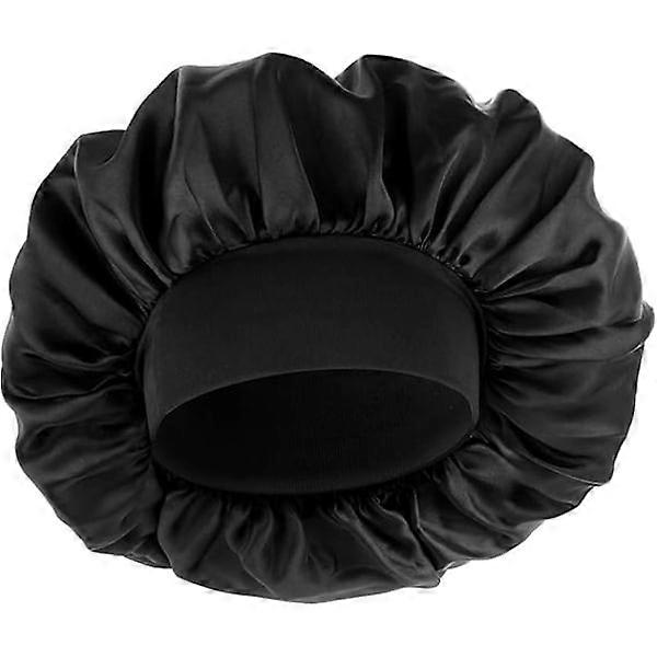 Silk Cap for Men, Satin Cap Single Layer Elastic Band Silk Cap Black Soft Adjustable Hair Cap