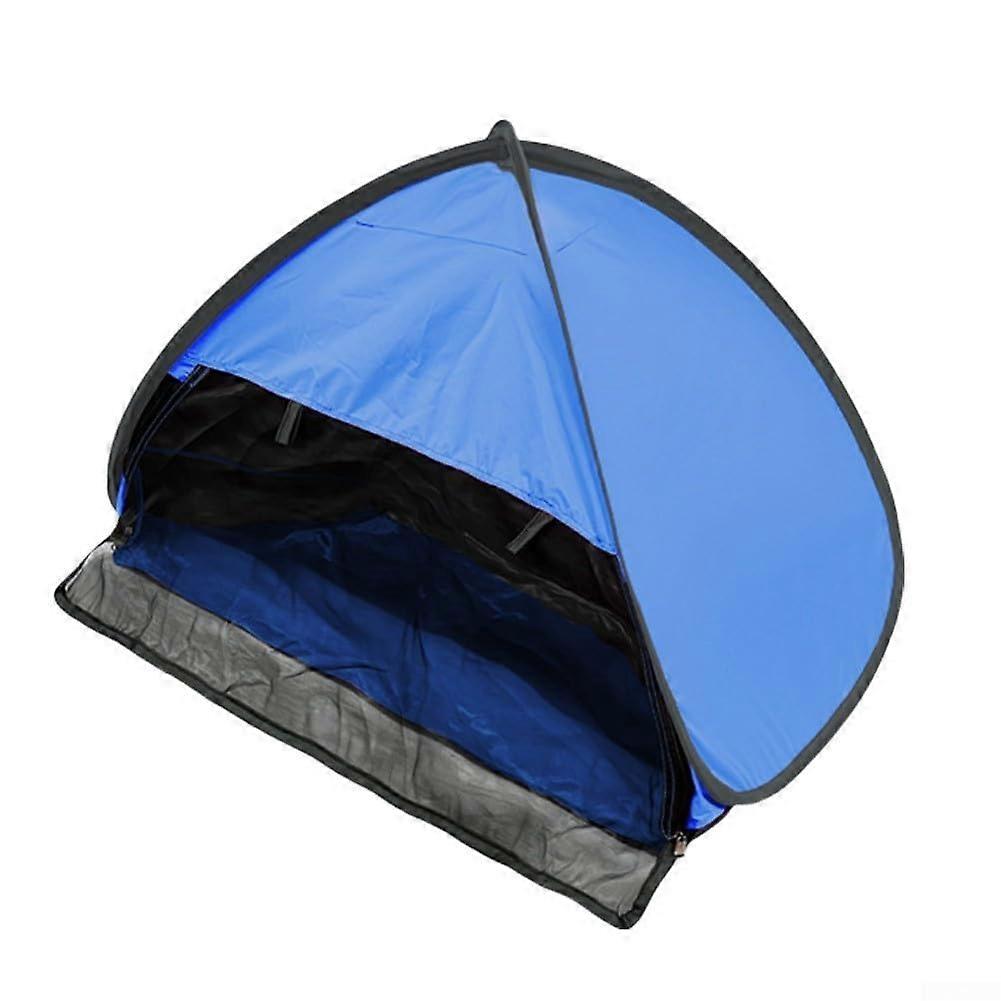 Head Up Canopy Beach Tent, Lightweight Sun Shade Canopy With Mobile Phone Holder, Curtain Vinyl Sapphire Blue