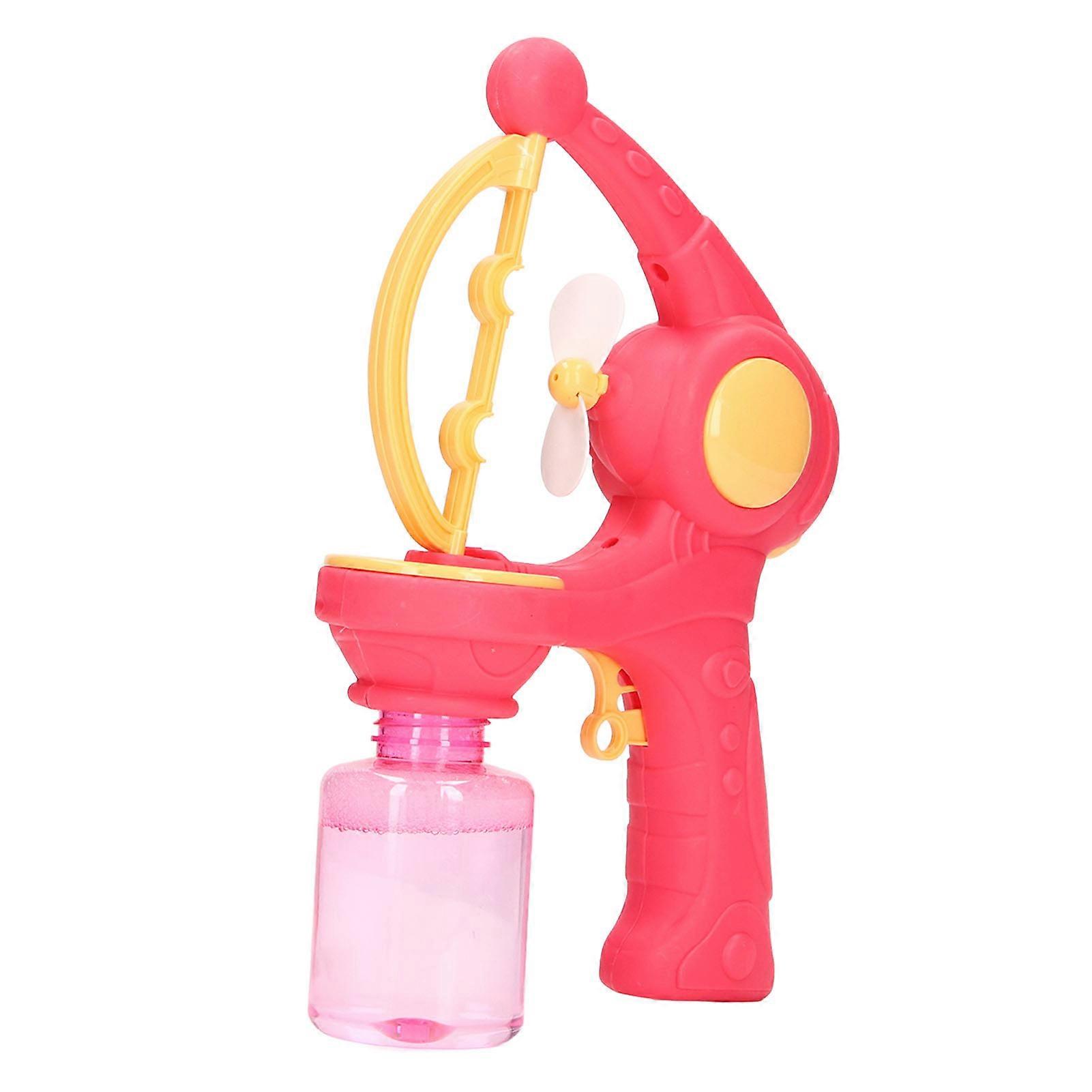Pink Automatic Bubble Gun Toy with Fan Function, Battery Powered