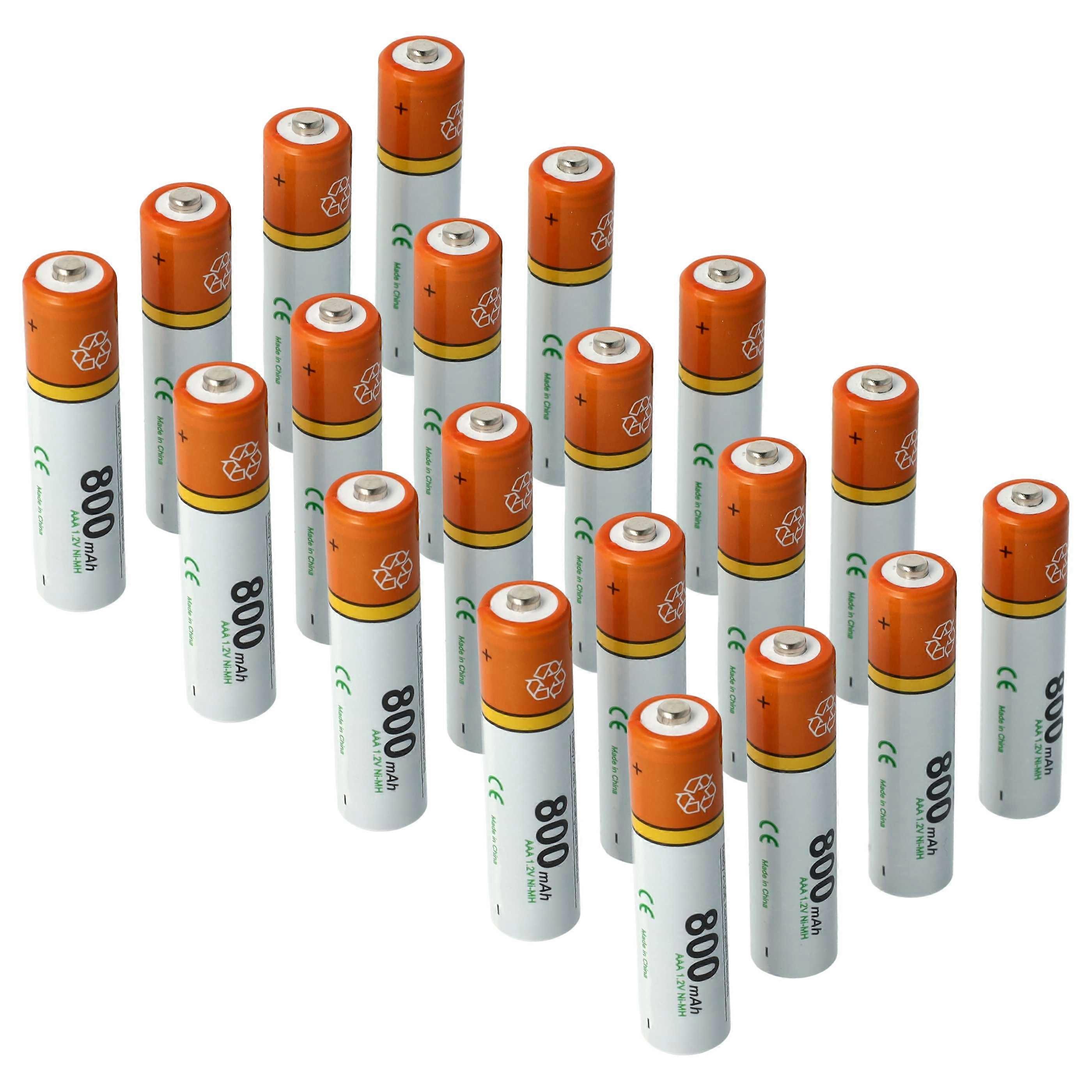 vhbw 20x AAA-microbatterij compatibel met Alecto DB-183, DBX-99, DBX-85, DBX-97, DBX-76, DBX-82 draadloze vaste telefoon (800mAh, 1.2V, NiMH)