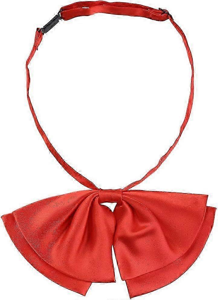 Women's PreTied Neckties Bowknot Solid Adjustable Casual Uniform Bowtie Red One Size