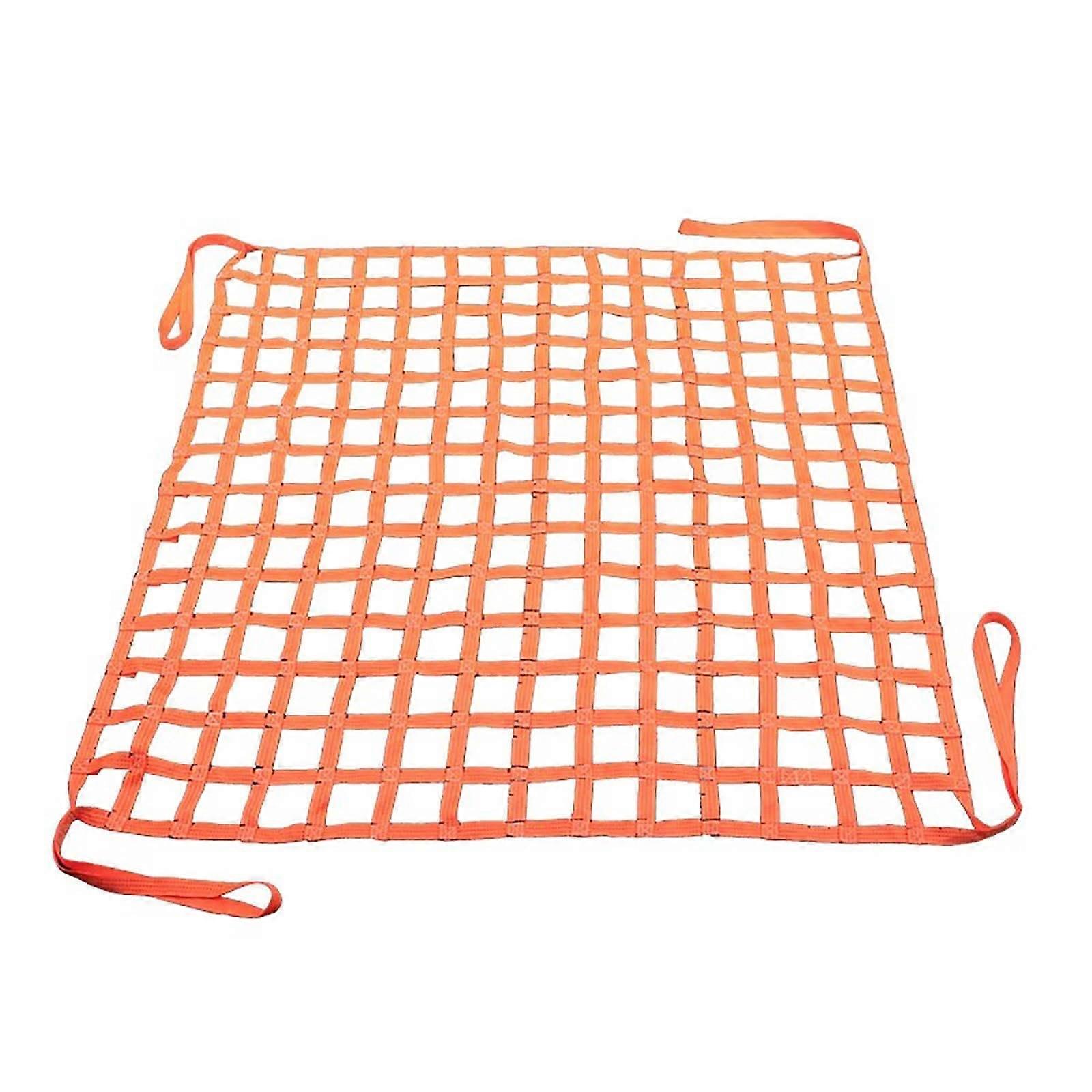 Square Mesh Cargo Net For Hoisting, 1m Strap, Flat Polyester, 1x1m, 1000Kg, 10cm Mesh, Crane Hoist Net