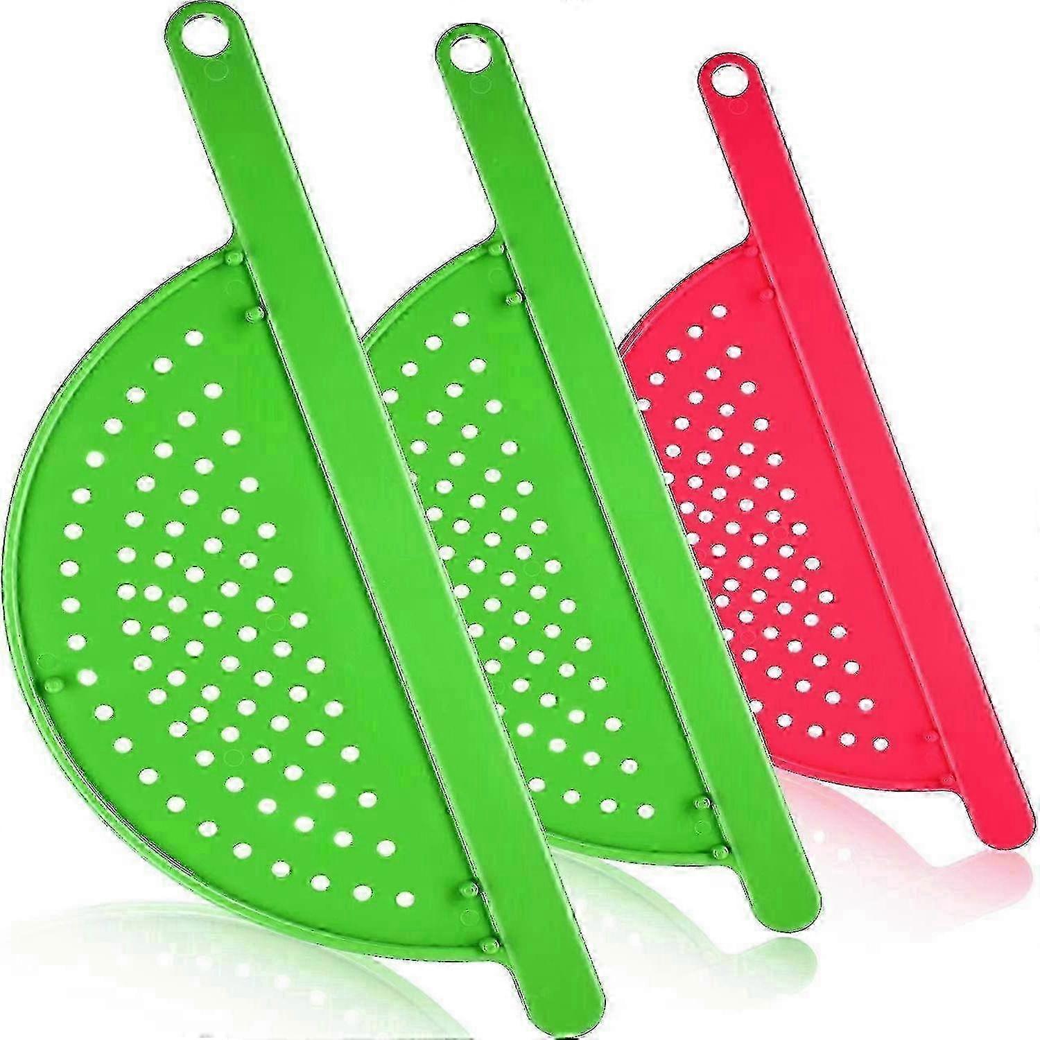 3 Pieces Pot Drainer with Handle Plastic Side Strainer Pasta Pot Drainer,Fits up to 9 InchesColor random