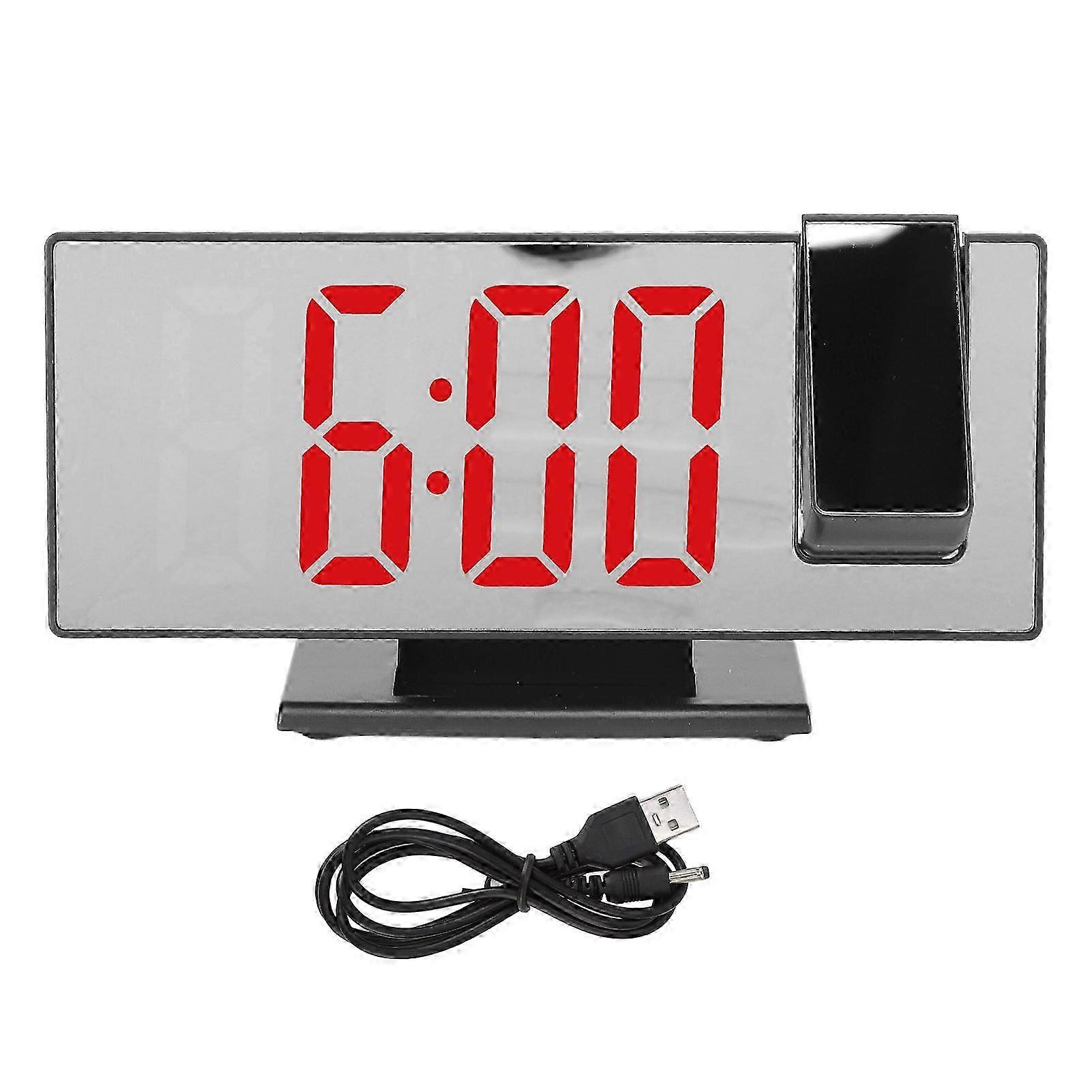 Projection Digital Alarm Clock USB Charging Automatic Dimming LED Mirror Screen Electronic Clock for Bedroom 2025