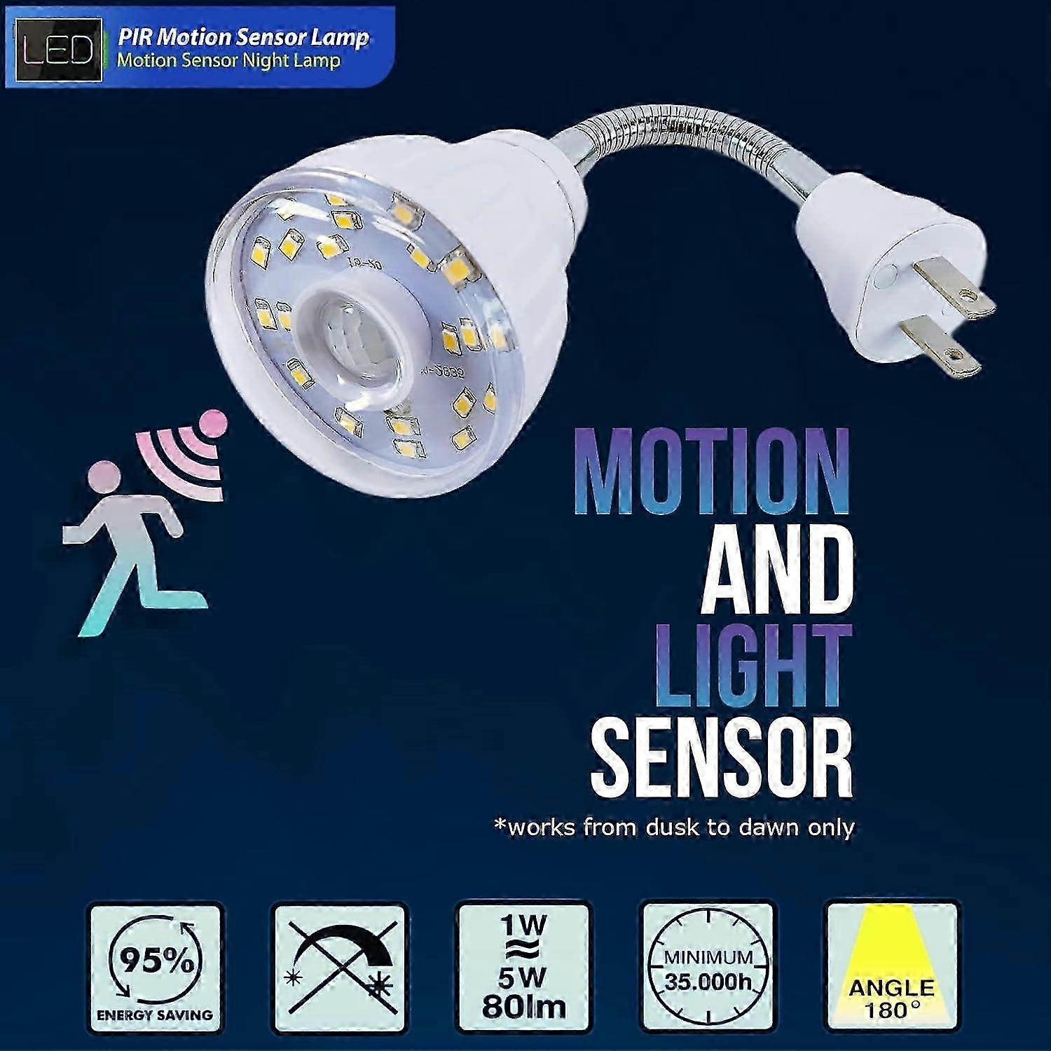 LED motion sensor night light with dusk to dawn function, 3W, 3000K 2025