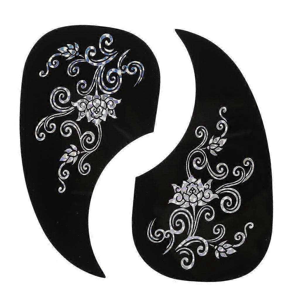 2Pcs Comma Shape Pickguard Pick Guard Sticker for Acoustic Guitar (Silver Vine)