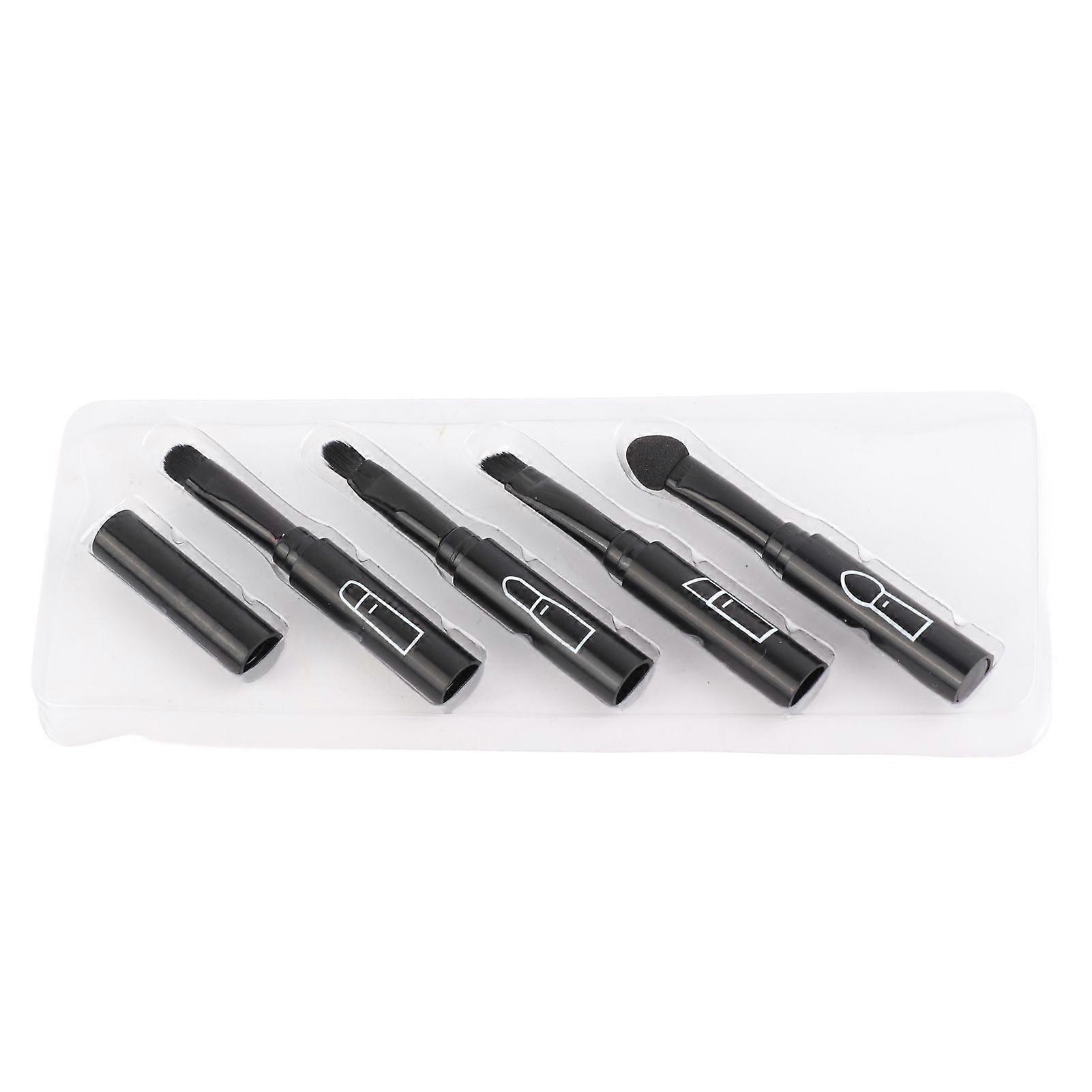 4 in 1 Telescopic Makeup Brushes Set Portable Retractable Lip Eyebrow Eyeshadow Cosmetic BrushesBlack