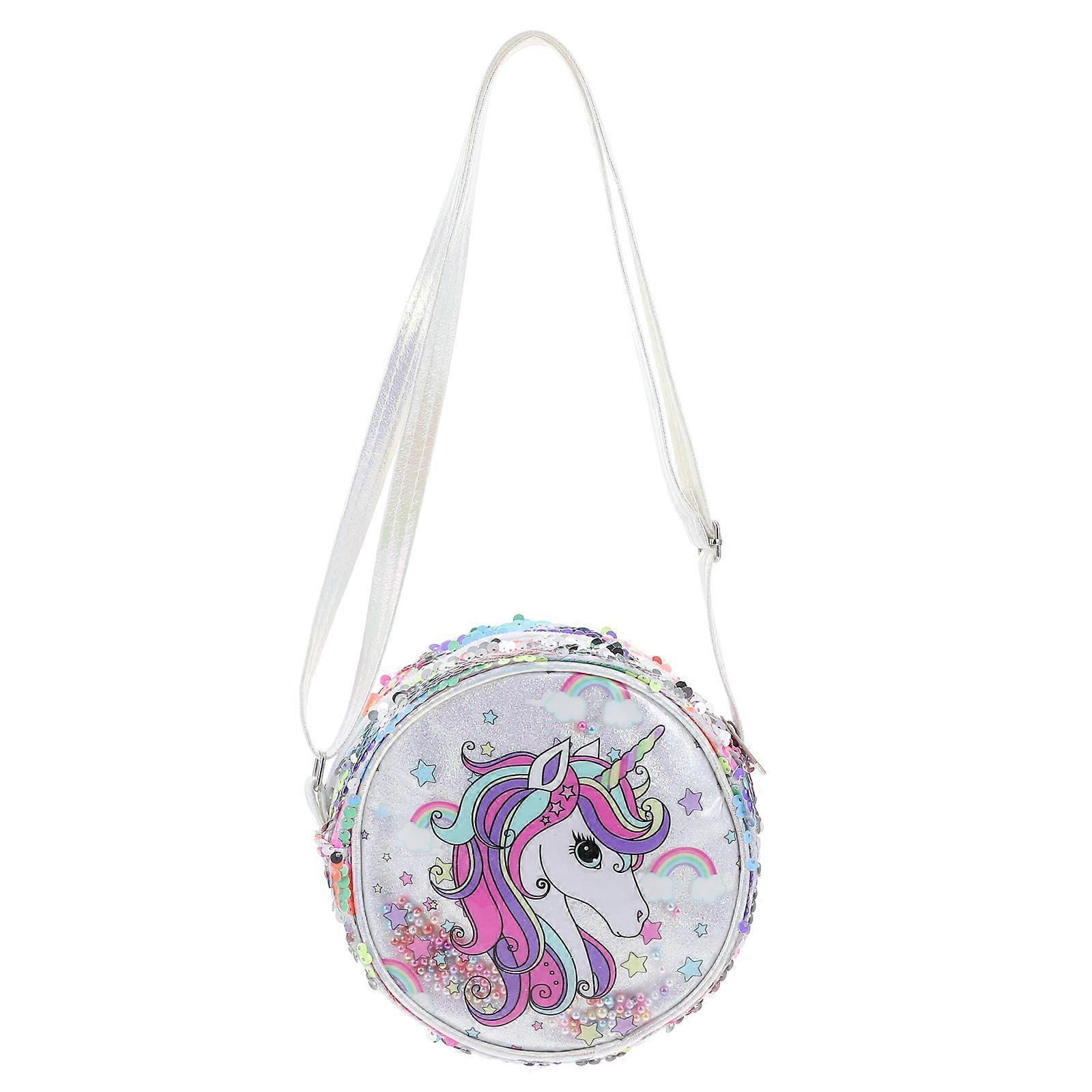 Sequined Coin Bag Lightweight Bag for Storage Use with Colorful Unicorn Design