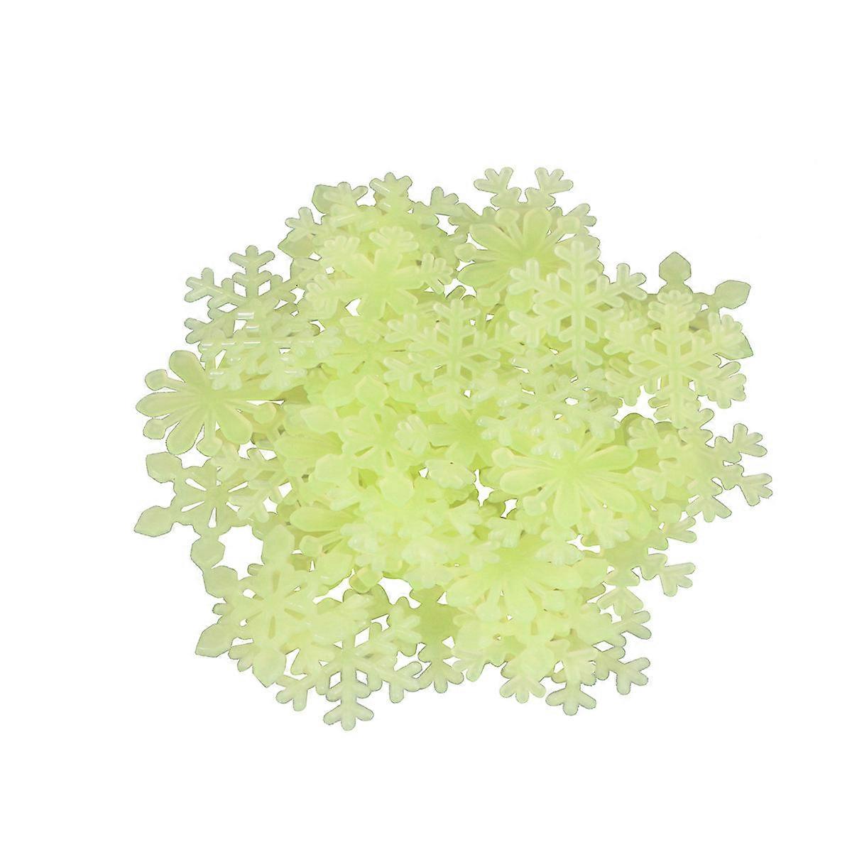3D Snowflake Wall Stickers for Home Decor Luminous Yellow 50Pcs Set