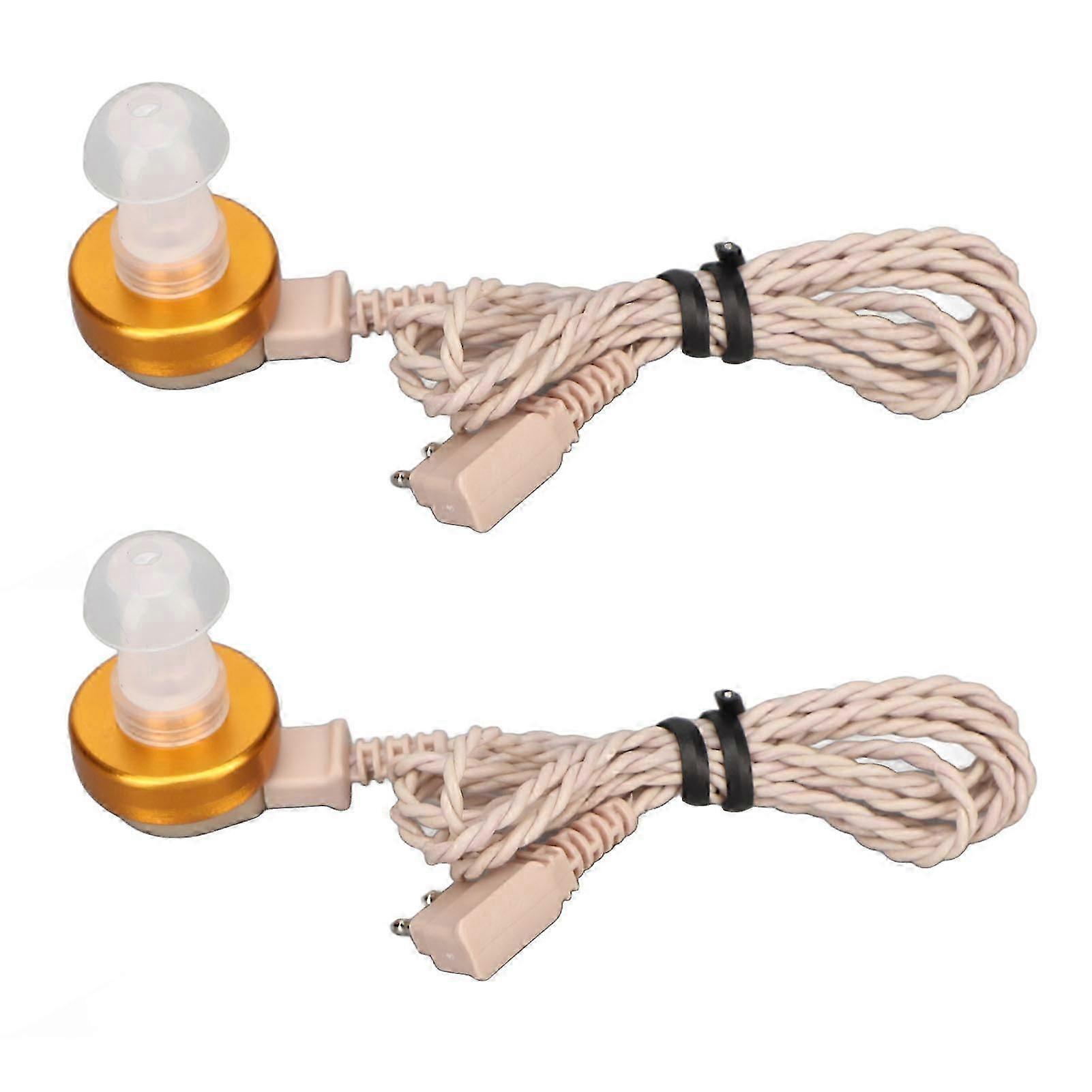 Hearing Device 2 Pin Cable Wire Sound Hearing Device Receiver with Earplug Replacement Accessory Flesh Color