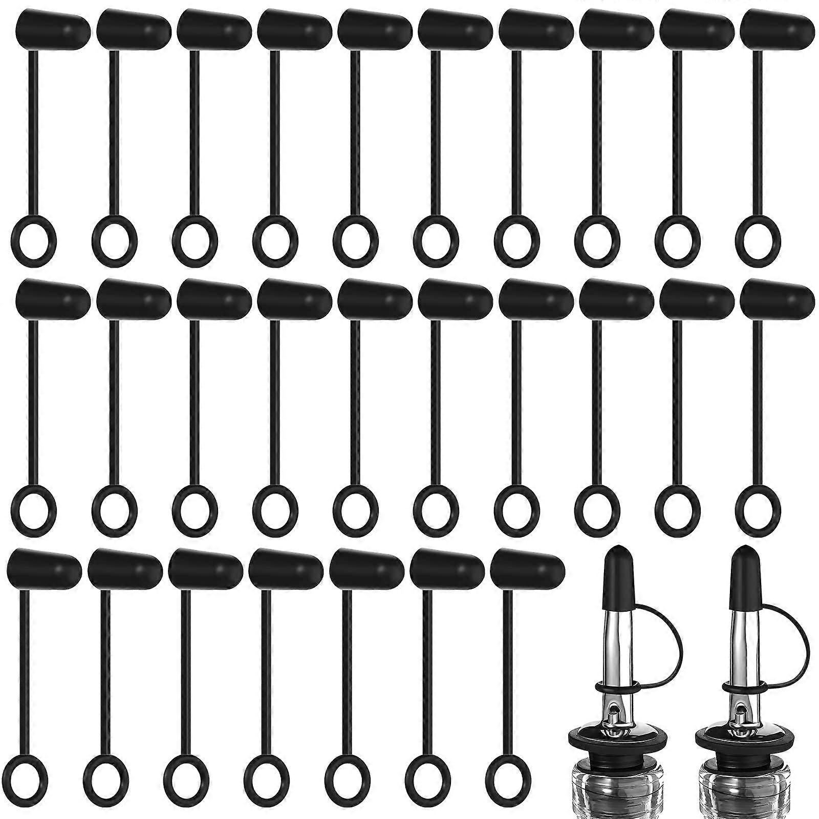 Pourers Dust Caps 100Piece Black Rubber Covers With Loop Hooded Spout Cover For Olive Oil And Liquor Bottles Not Including Spout