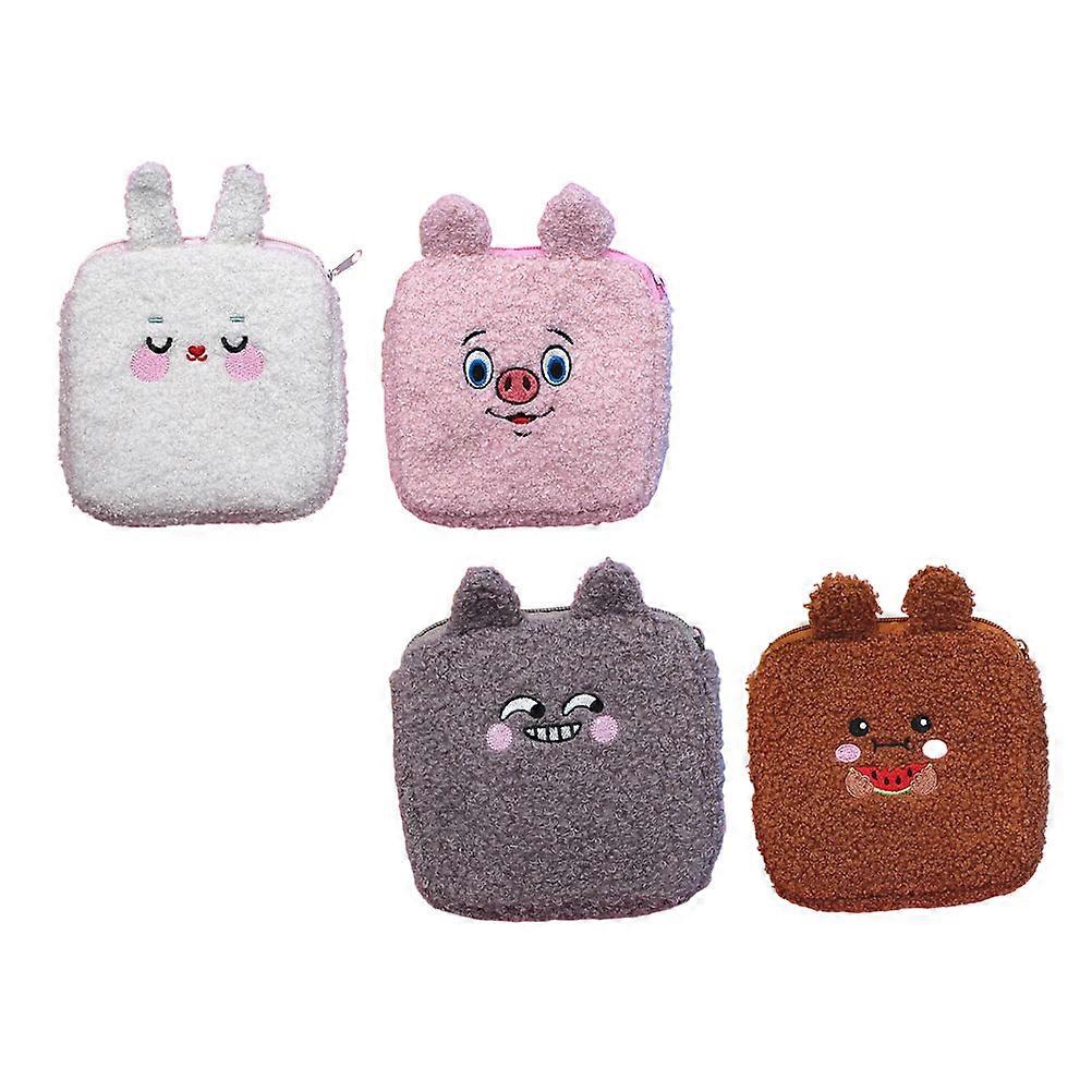 Sanitary Napkin Bag Plush Storage Bags for Storage 4Pcs Assorted Color