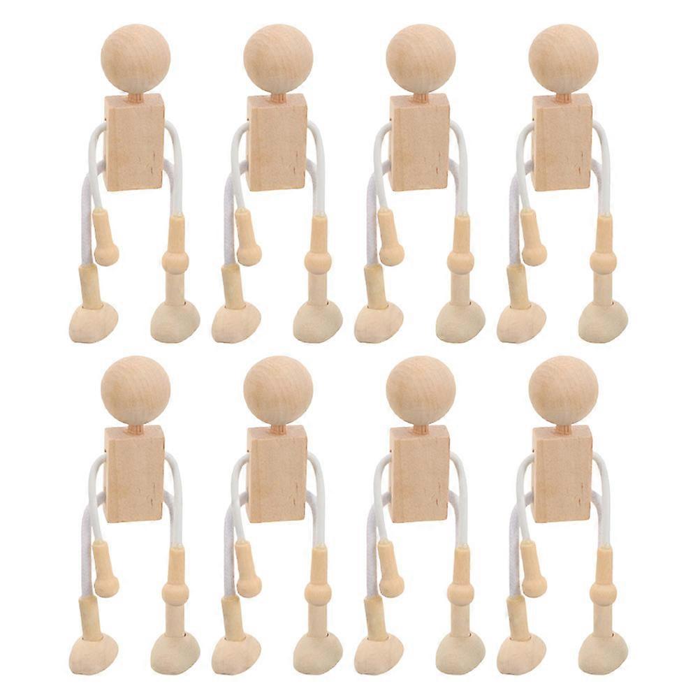 Wooden Children Toys for DIY Craft Activities with 8Pcs Unpainted Peg Dolls