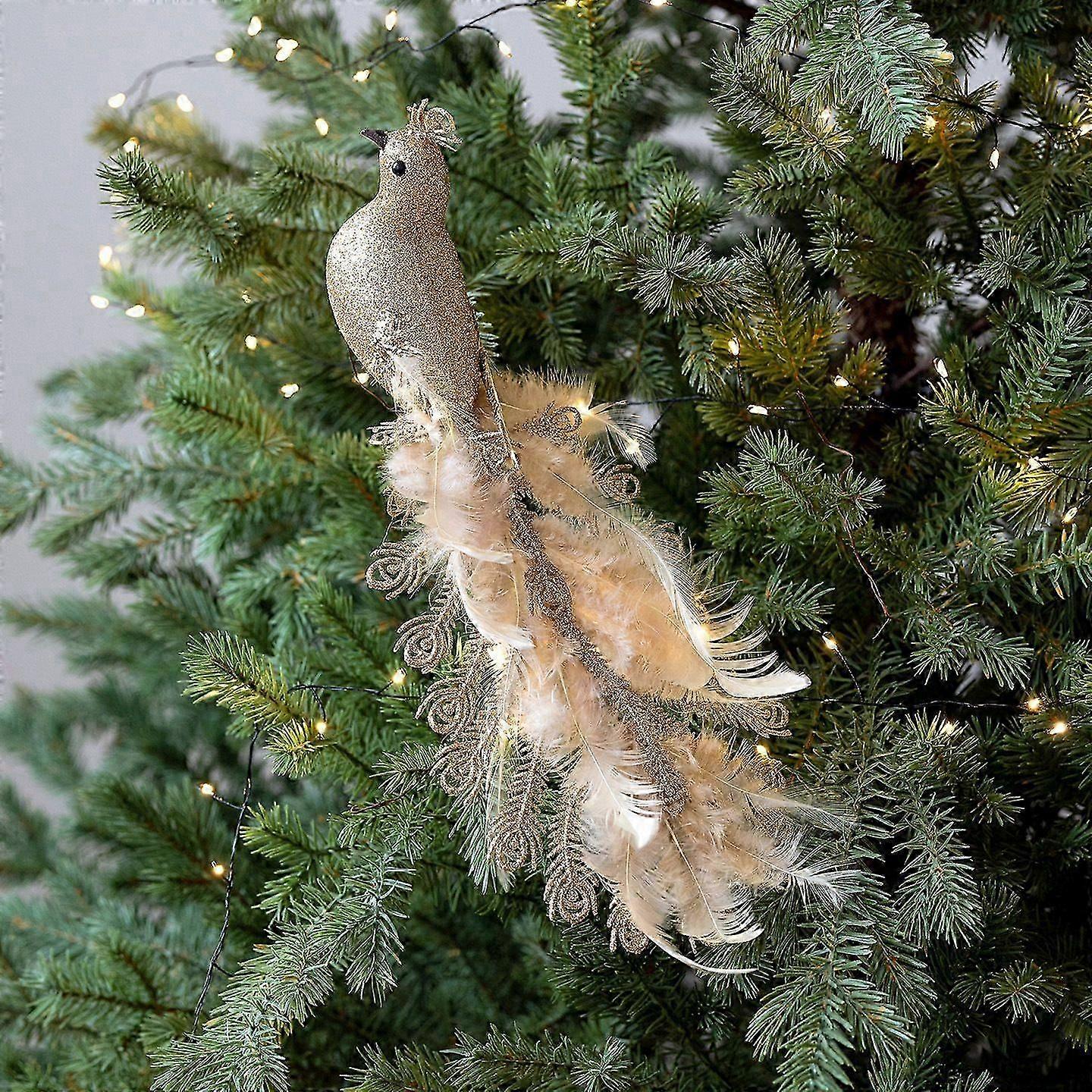 Artificial Peacock Hanging Ornament: Simulation Bird Figurine - Glitter Peacock Props For Xmas Tree Decor Holiday Decorations