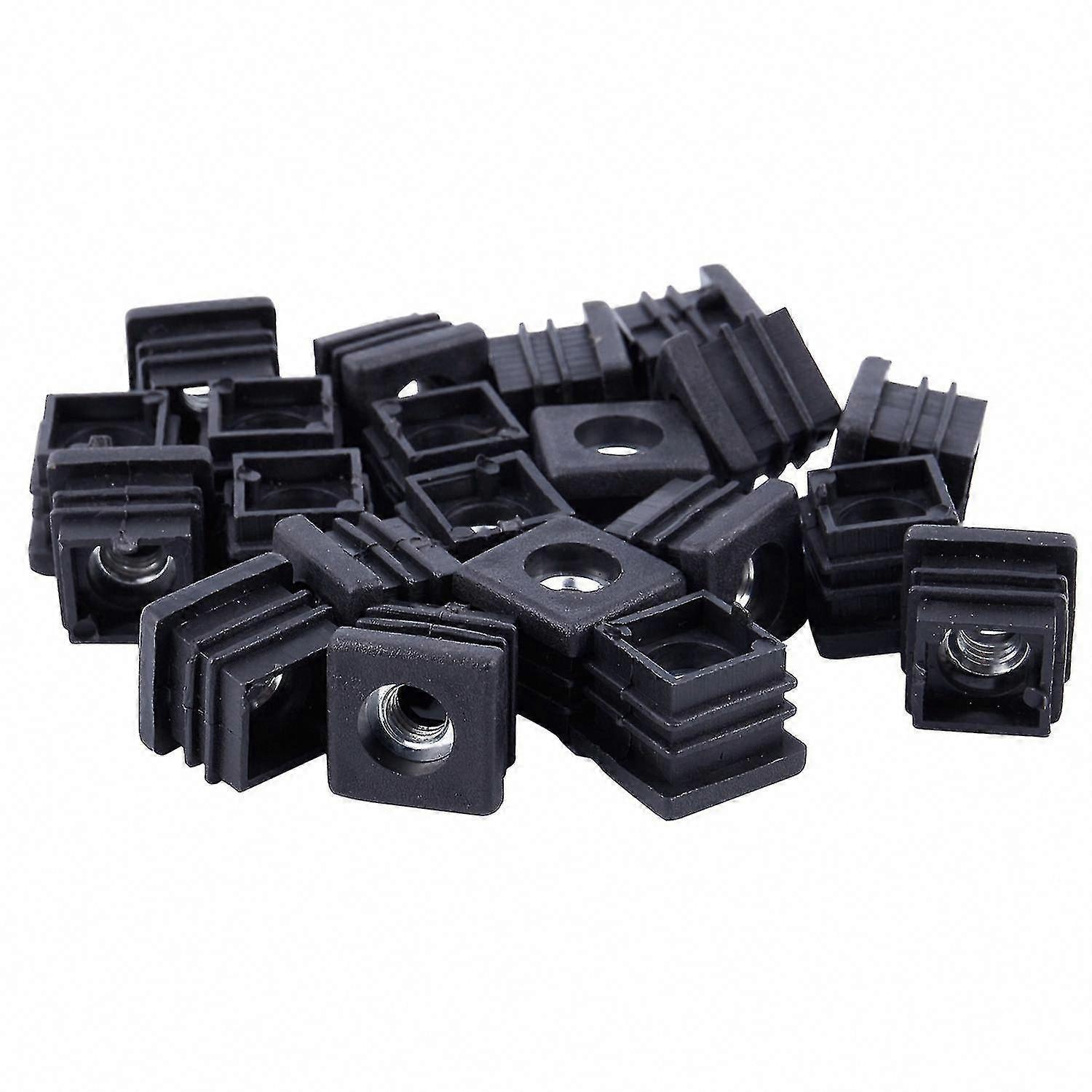 Square Tubing Pipe End Caps M8 Thread 20x20mm 20pcs Black Insert Plugs