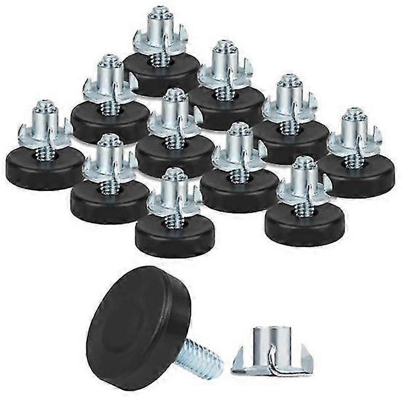 Universal Furniture Leveling Feet 12Pcs Adjustable with T-Nuts Strong Load Bearing for Cabinet Chair Table
