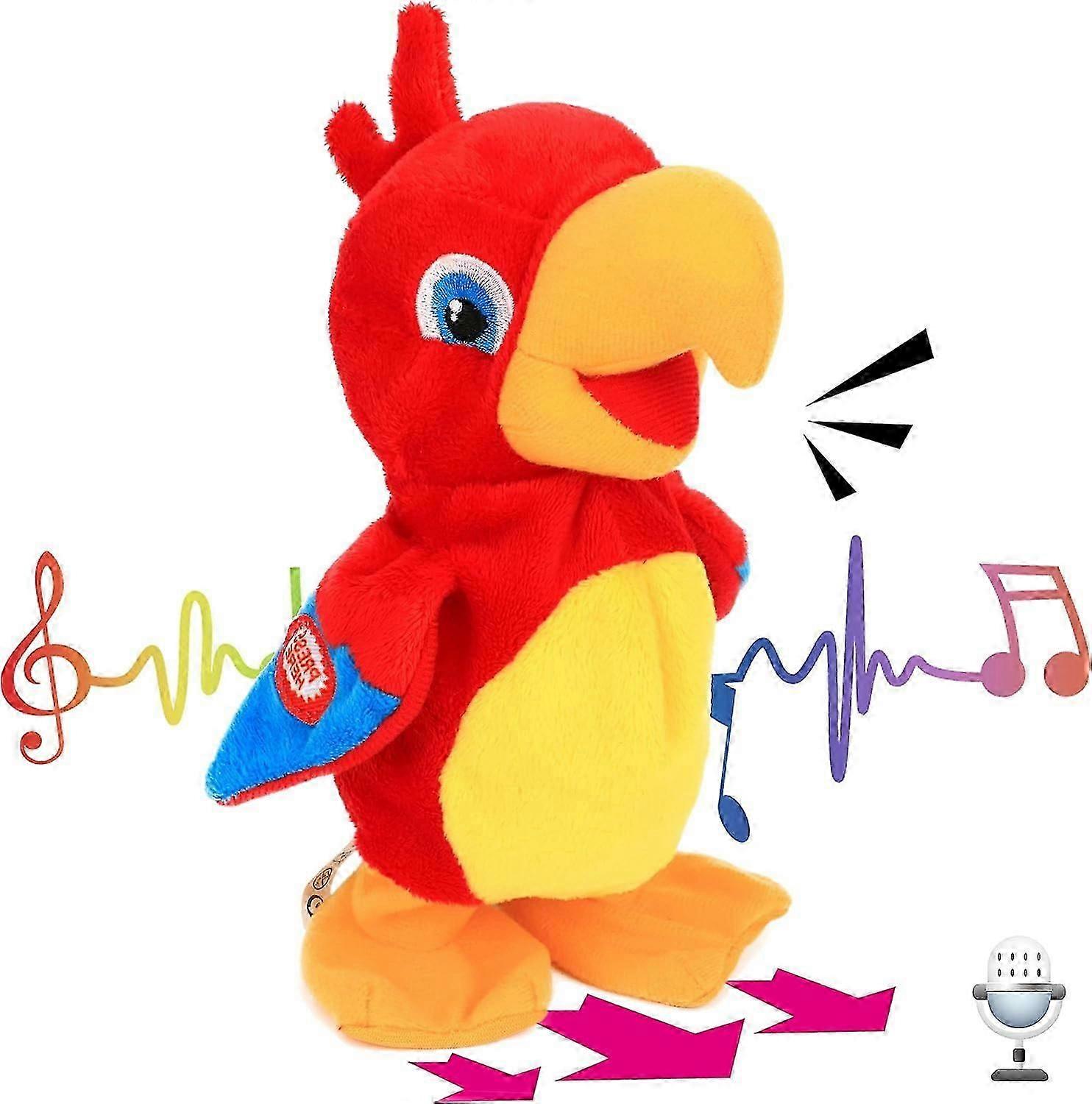 Talking Parrot Repeats What You Say Walking Electric Interactive Animated Toy Speaking Plush Buddy Birthday Festival for Toddlers Birthday, 8''