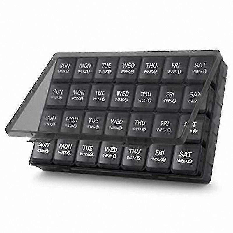 28-Day Weekly Pill Organizer with Dustproof Cover, Large 4-Week Medication Box for Daily Health Management