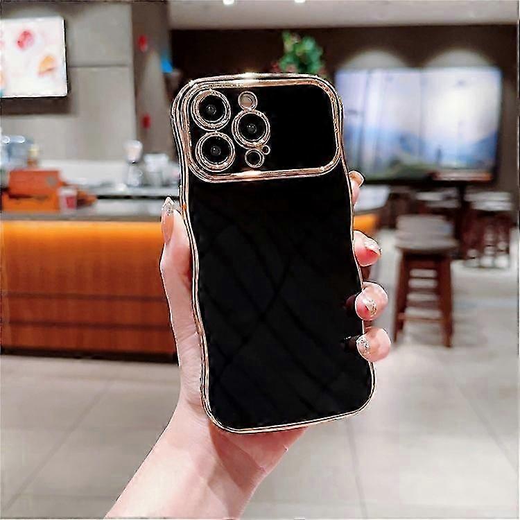 Compatible For iPhone 15 Pro Case Curly Wave Frame Shape Electroplating TPU Back Cover