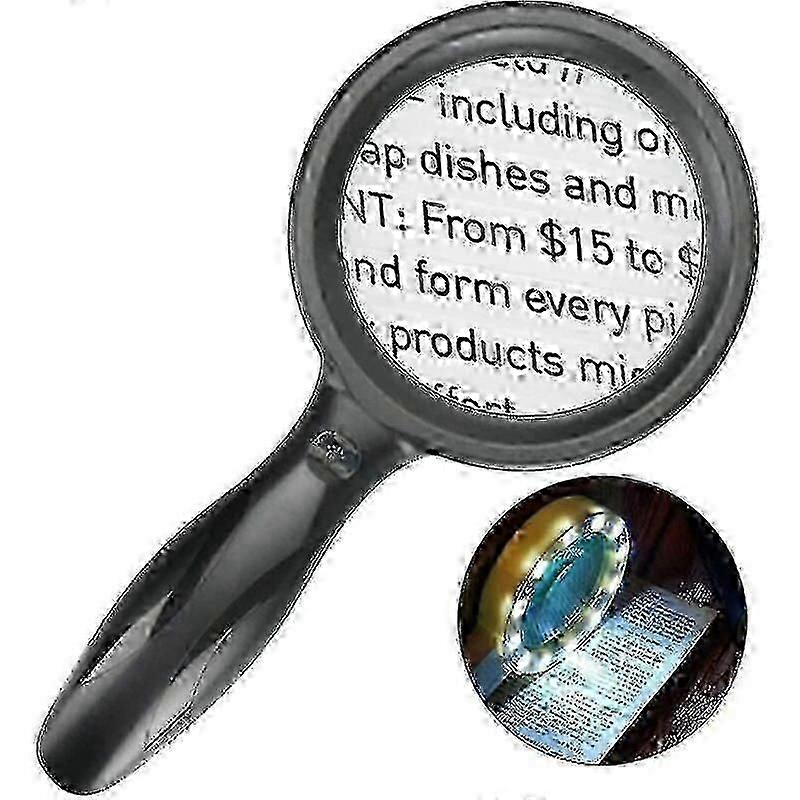 30x 60x Reading Magnifier, Rechargeable Lighted Magnifier with 33 LEDs, Dimmable Magnifying Glass for Seniors, Newspapers, Crafts, Exams, Books and W