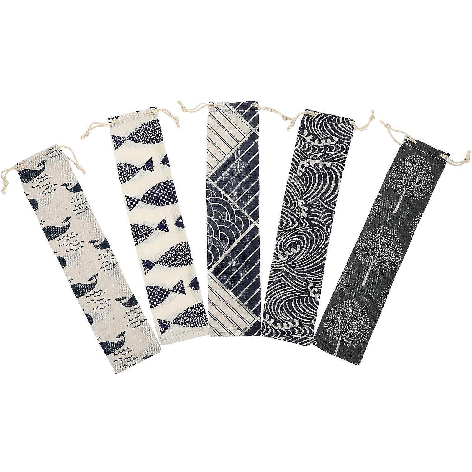Straws Pouch Cotton and Linen Carrying Case for Storage Use 15Pcs