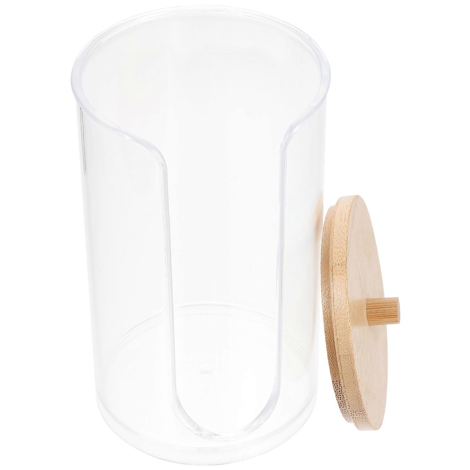 Bamboo Storage Box Round Organizer Storage Container Bathroom Organization 14X7.5CM Dust-proof 1Set