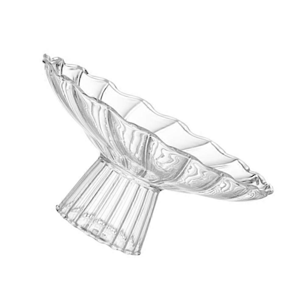 High Base Storage Plate Glass Cake Tray for Storage 2Pcs Transparent Fruit Tray