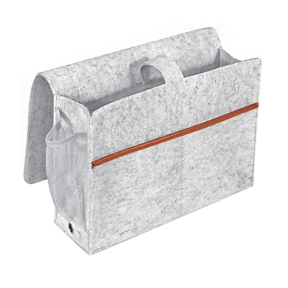 Light Grey Felt Bed Hanging Storage Bag for Dorm Organization 3Pcs