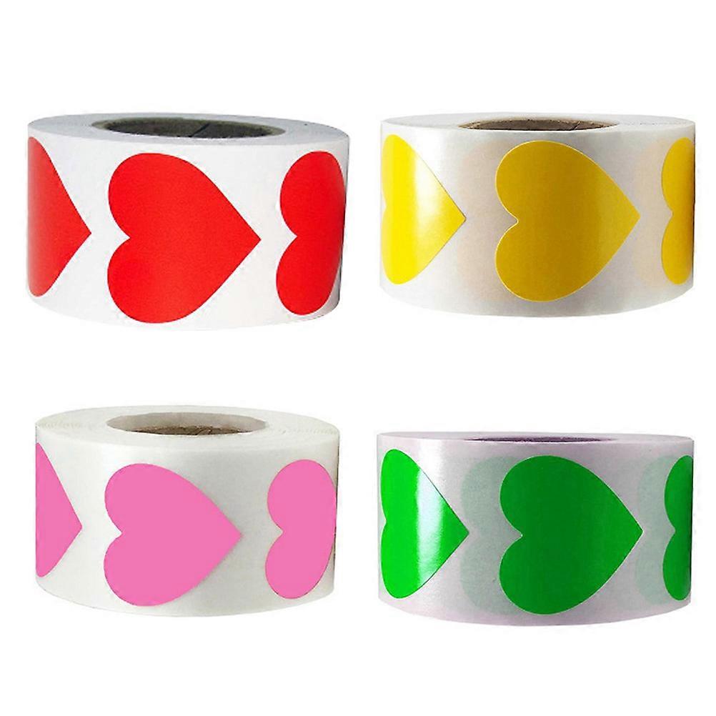 Sealing Label Stickers For Handmade Cookies Bags And Small Gifts With Heart Shape Design 2.50x2.50cm 4 Rolls
