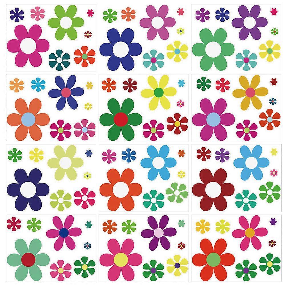Rectangular Wall Decals 60 Sheets Flower Stickers For Living Room Decoration Fresh Style Removable
