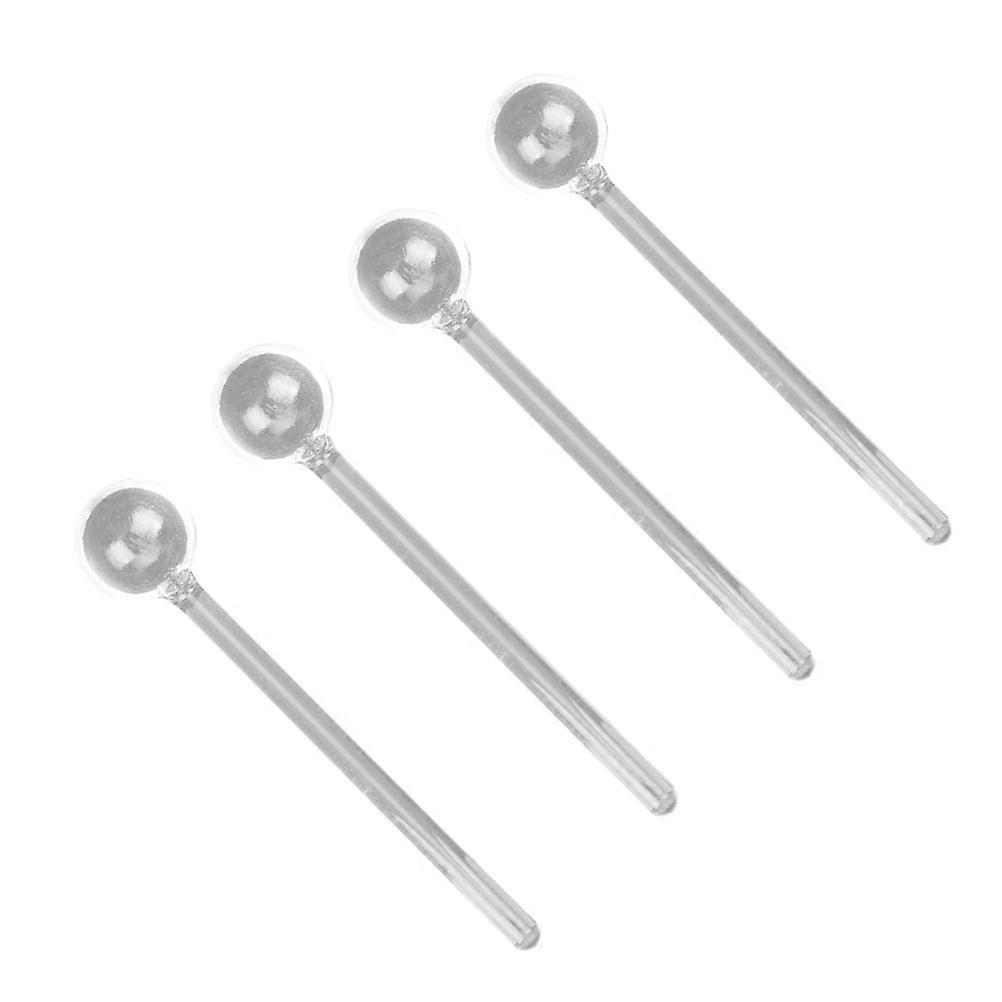 Long Handle Glass Spoon for Sugar Stirring 4Pcs Silver Flatware Set