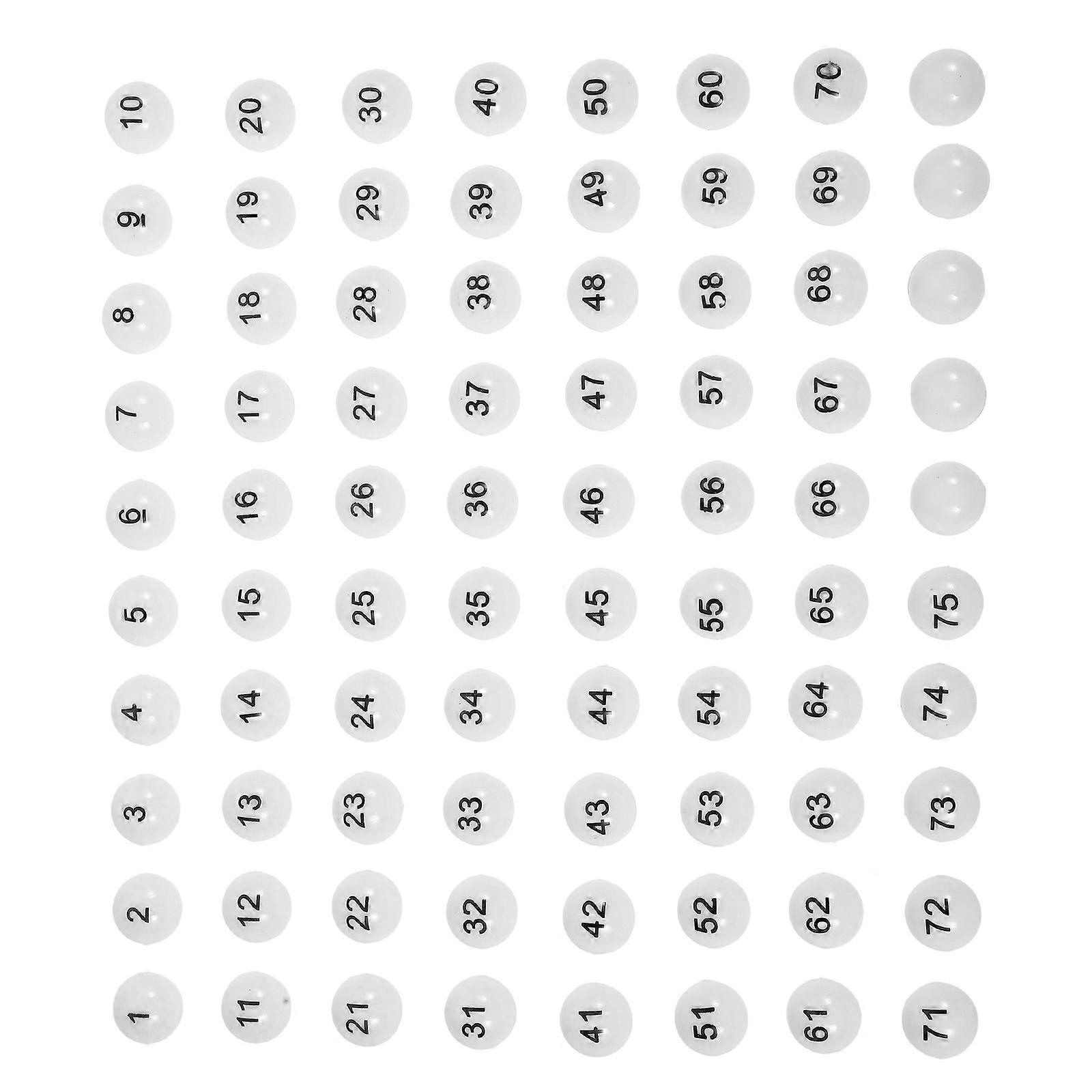 Shake Machine Accessory Numbered Plastic Balls for Raffle 75Pcs Set