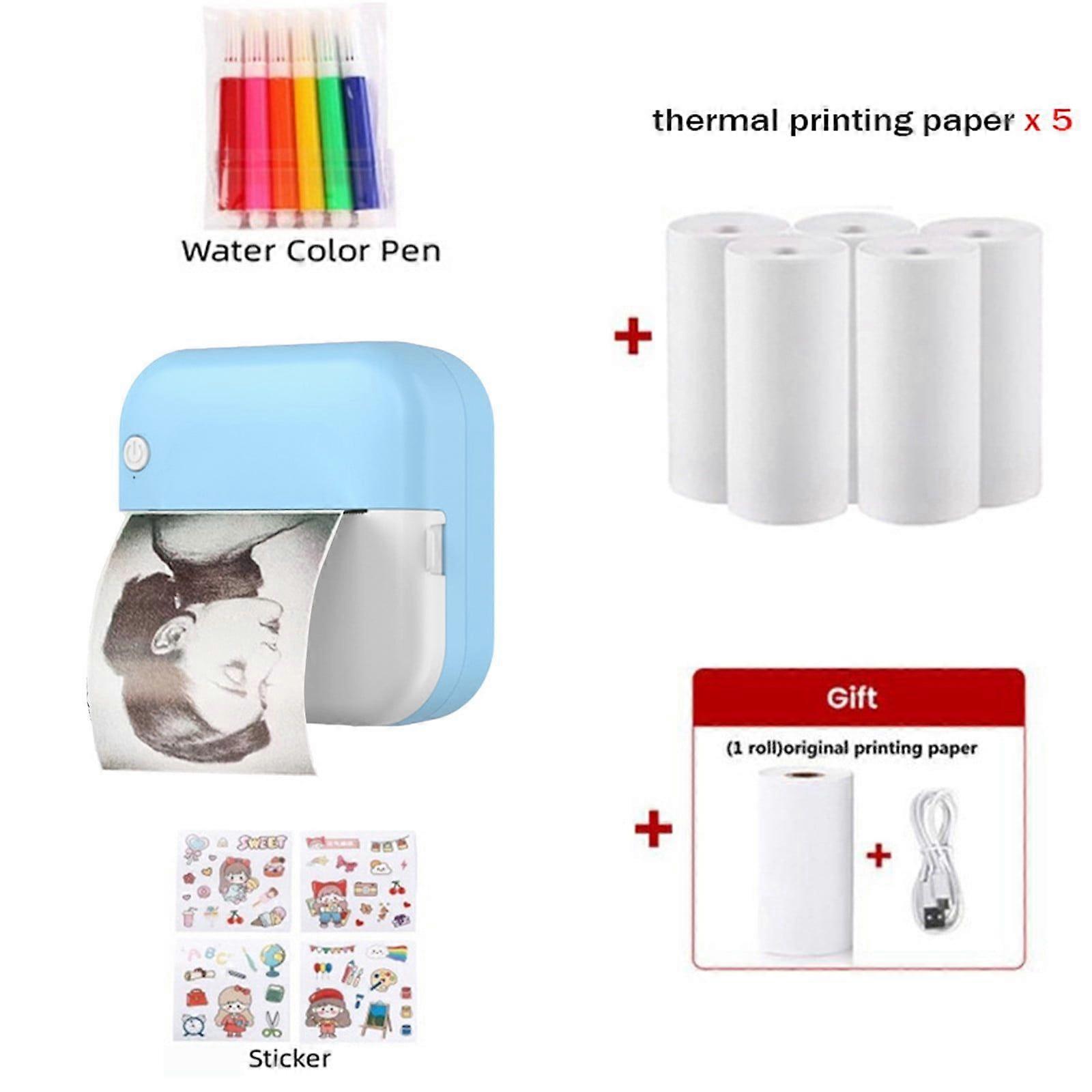 Mini Portable Wireless Bluetooth Thermal Printer HD for Android and iOS to Print Question Banks, Photos and Labels Blue