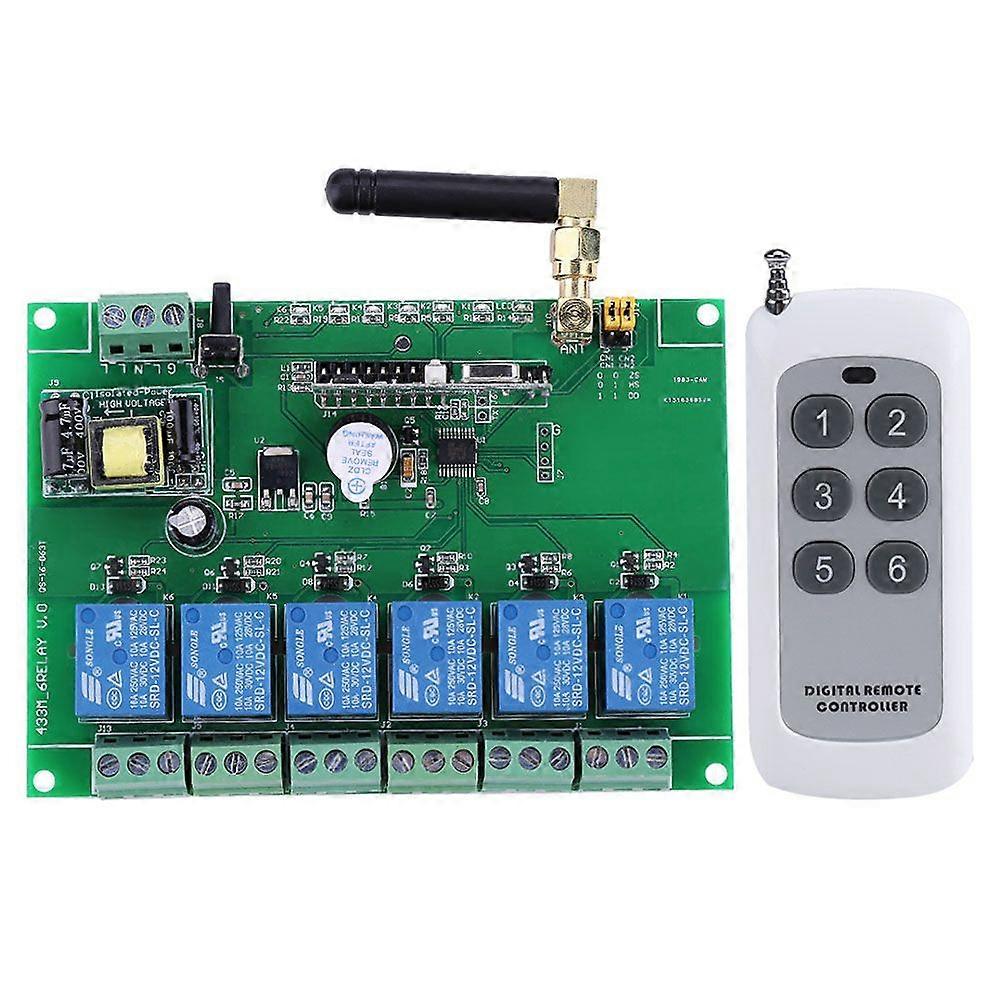 1pc 110-240V 6 Channel RF Relay Module Board Remote Control Switch