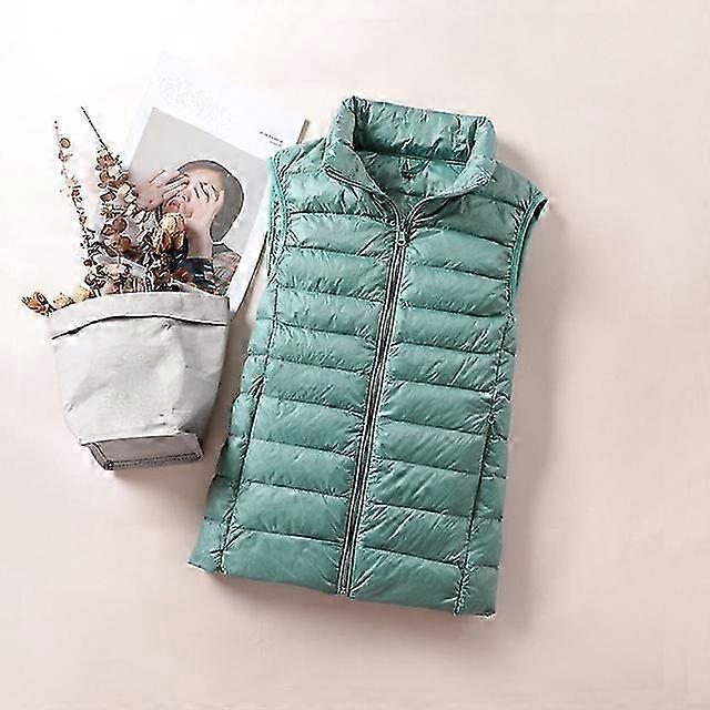 Lätt damvästjacka för vår och höst, varm och mjuk ärmlös vadderad ytterjacka, vitt dunalternativ, 8XL damväst
