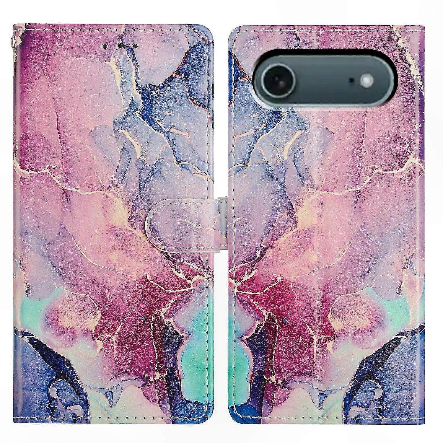 Leather Wallet Case with Strap for Phone Cover Pattern Printing Stand Function Protective Shell