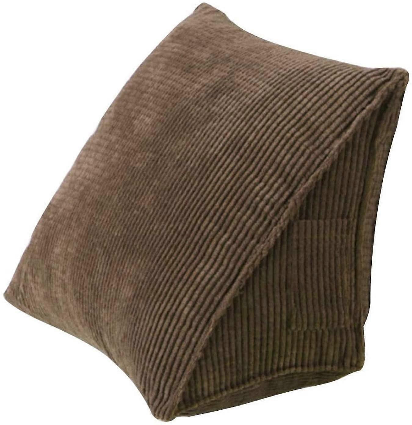 Soft Wedge Reading Pillow Triangle Corduroy Back Cushion Backrest Positioning Sofa Bed Office Chair Rest Pillow Back Support Pillow (Coffee)