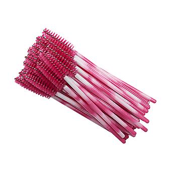 Veeki 100Pcs Disposable Mascara Brush Stick, Double Color Rod Color Eyelash Roller Portable Nylon Eyelash Brush Eyelash Comb (dark pink)
