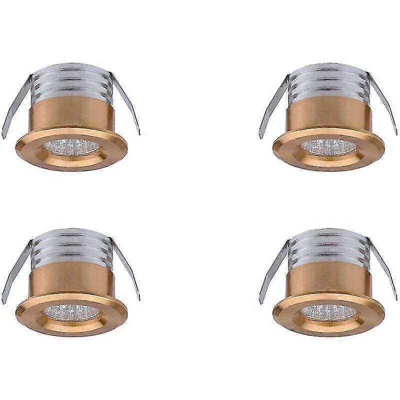 Set van 4 mini inbouw LED spots, 3 W, warm wit goud