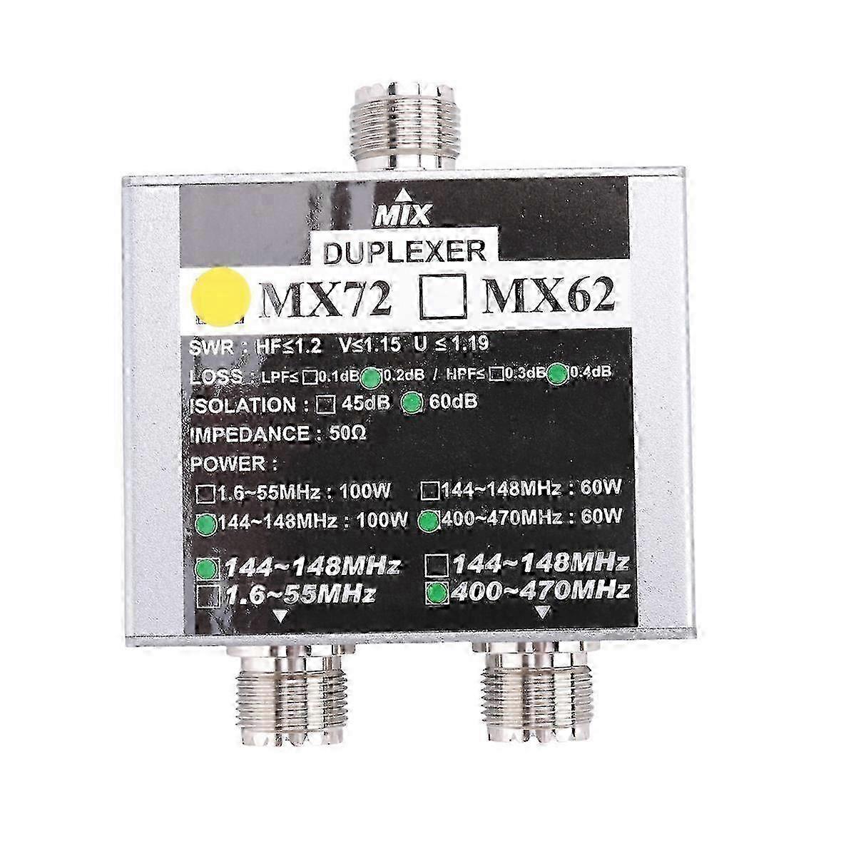 HF  e Ham VHF UHF Tri-Band Amateur Two Way Radio Antenna Combiner MX72 60-100W Linear Ant