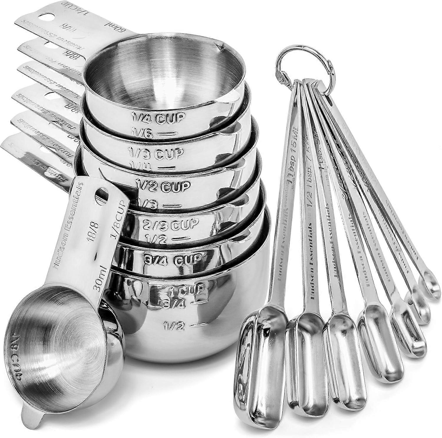 15pcs Stainless Steel Measuring Cups and Spoons Set