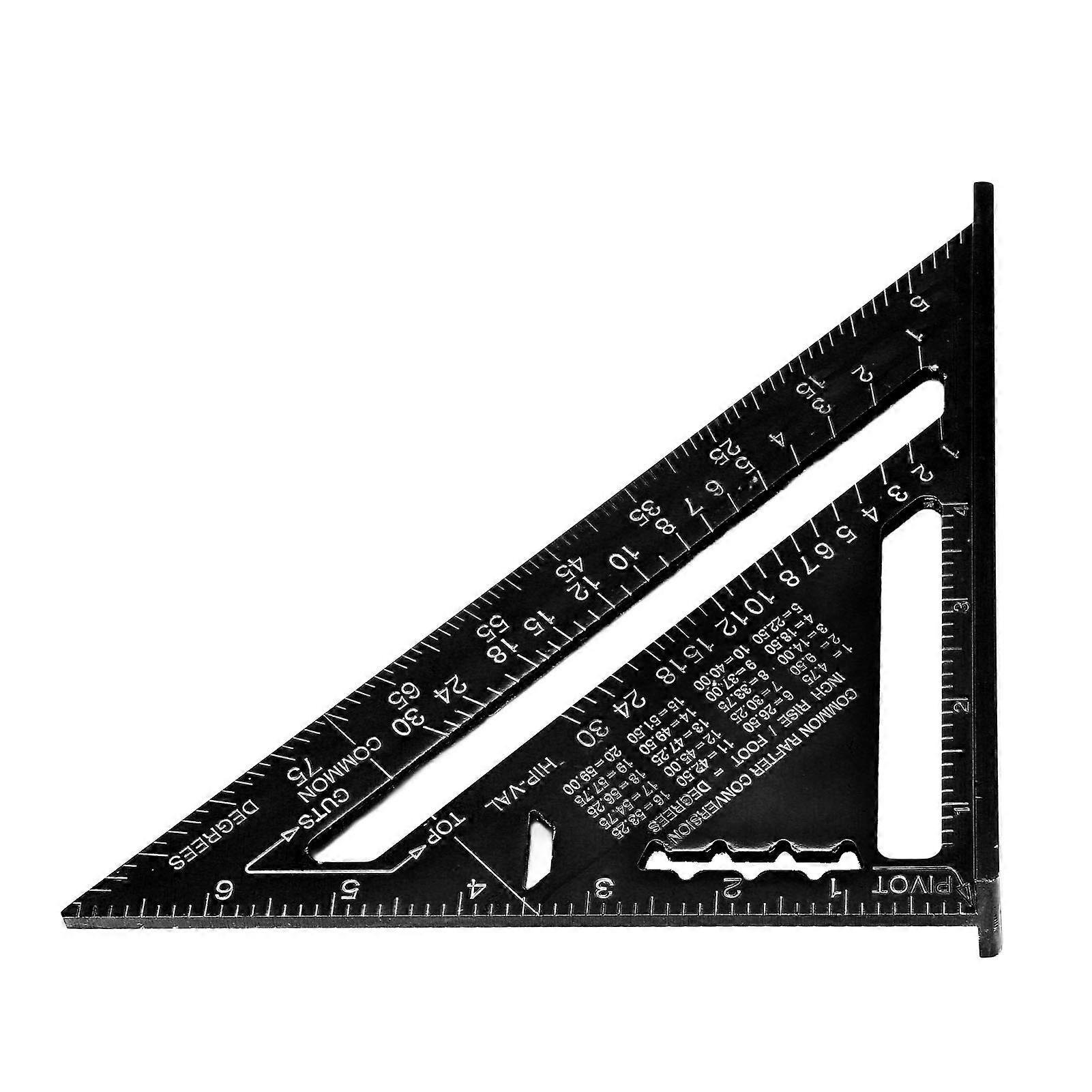 Aluminum Alloy Carpentry Triangle Ruler Protractor Black 235g