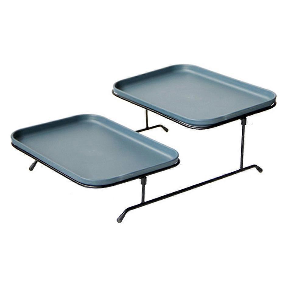 Double Layer Fruit Plate Serving Tray for Snacks 1Set Dark Blue