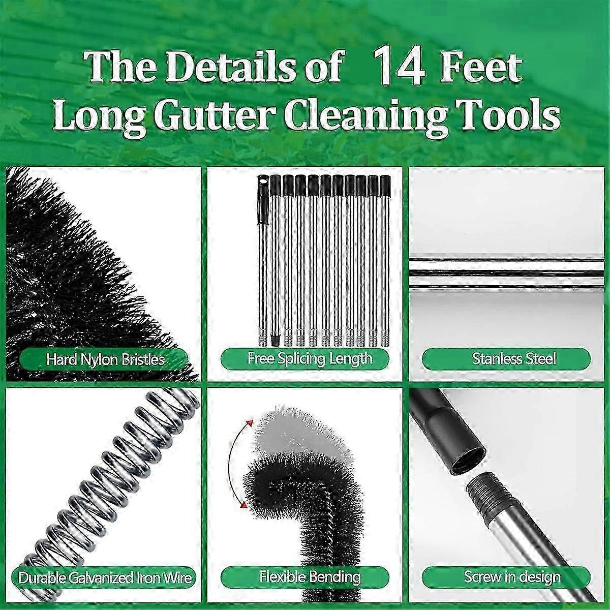 14 Ft Gutter Cleaning Tools From The Ground, Gutter Cleaner For Easy And Efficient Cleaning From A S