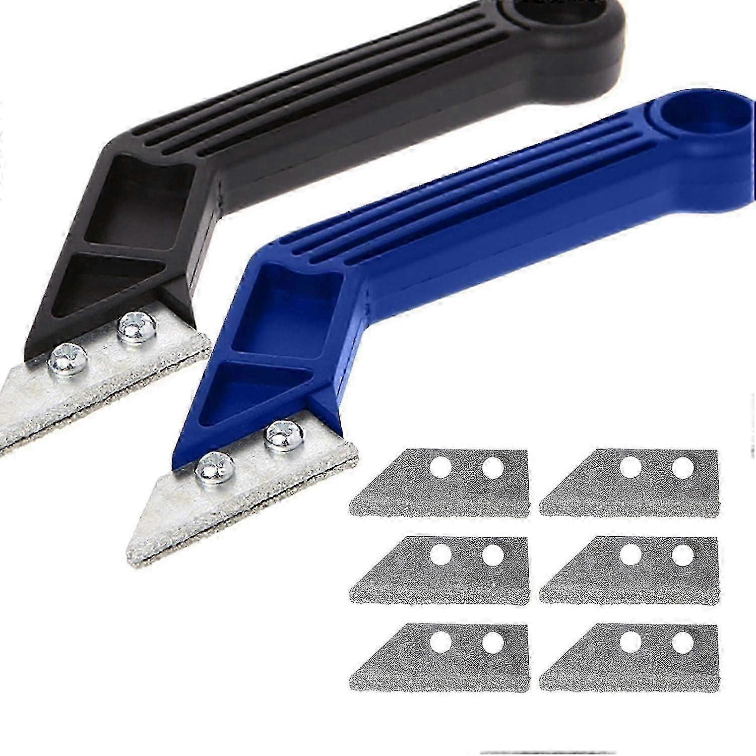 2 Pcs Grout Remover Tool, Grout Scraping Tool with 6 Replacement Blades, Grout Removal Tools for Wall Floor Tile Cleaning
