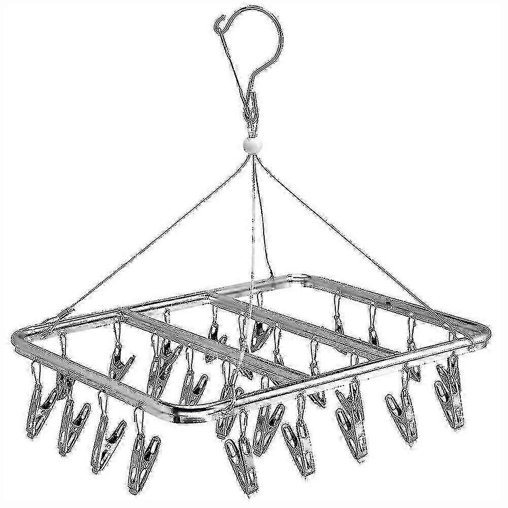 Aluminum Alloy Clothes Rack With Windproof Clips Laundry Drying Sock Hanger