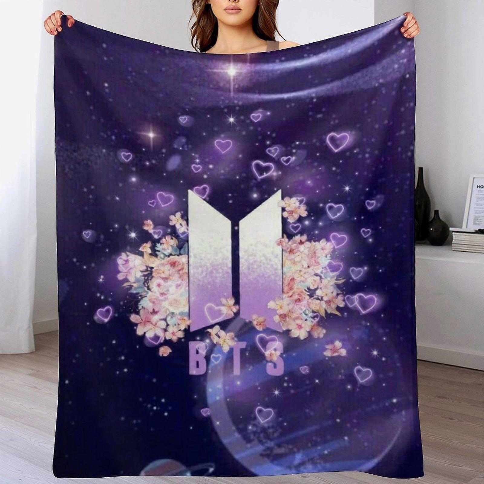 BTS Foldable Velvet Blanket for Lounge Winter  Sofa Plush Quick Drying Anti-Shrink