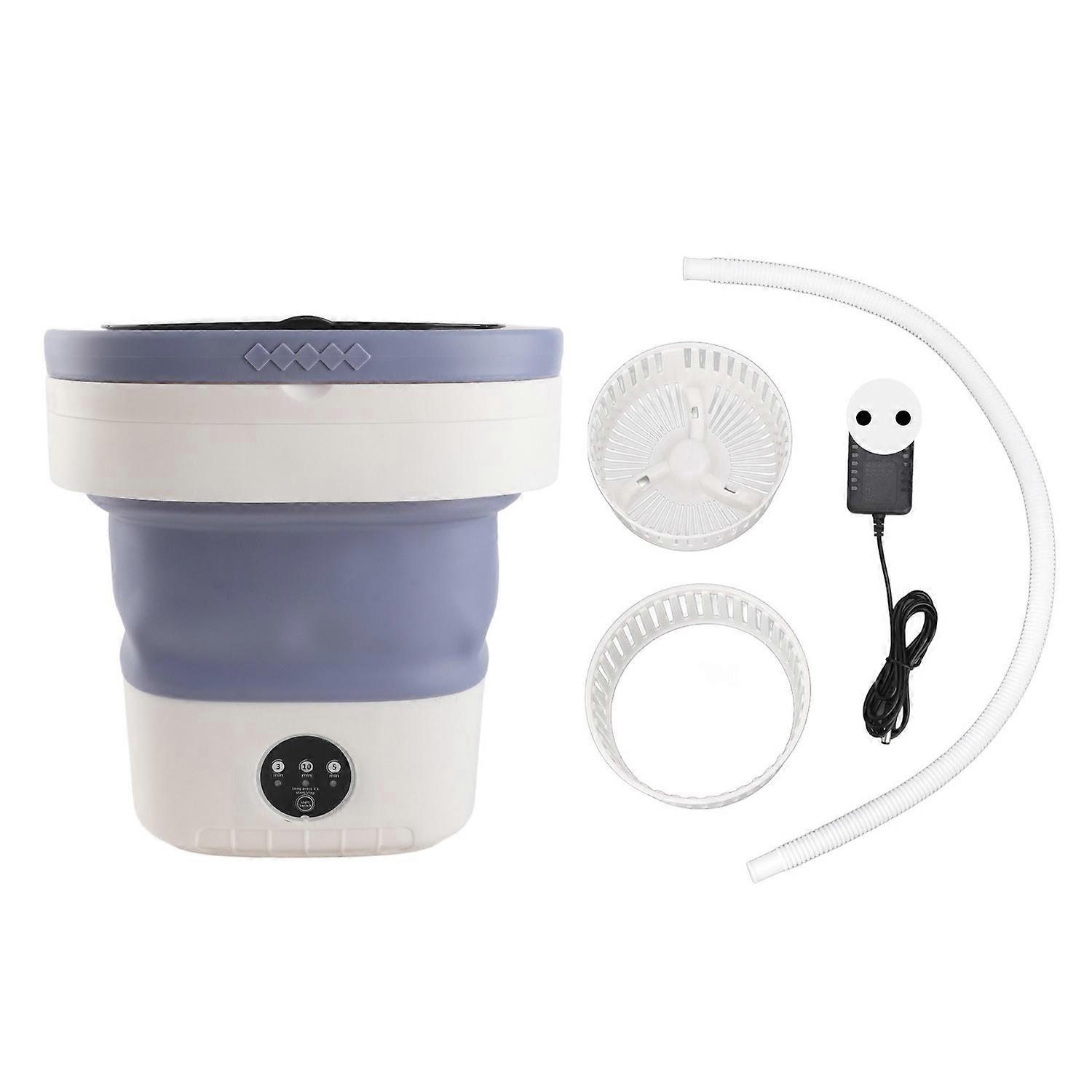 7.5L Mini Portable Bucket Washer Foldable Washing Machine with Soft Spin Dry and Drainage Pipe 100‑2